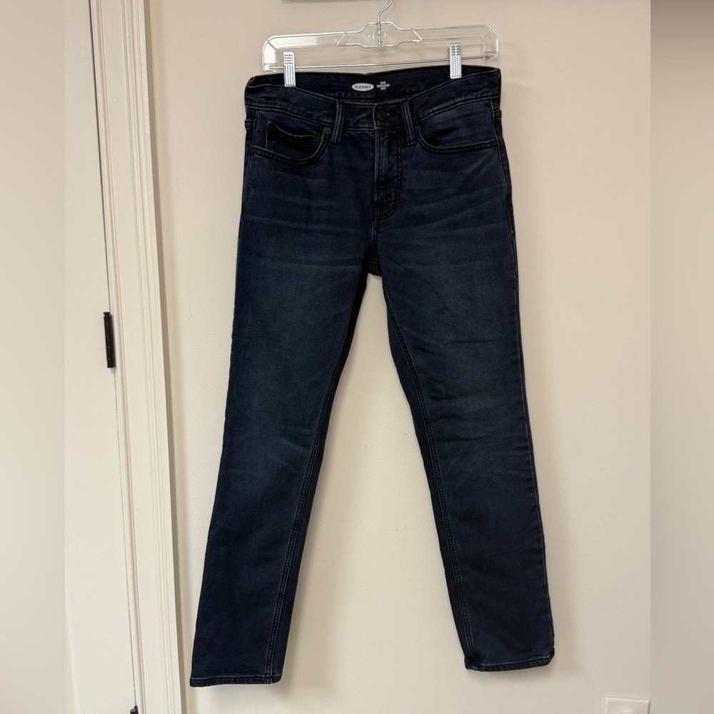 Old Navy: Men's Dark Blue Wash Built In Tough Slim Denim Jeans, Size 29 x 30